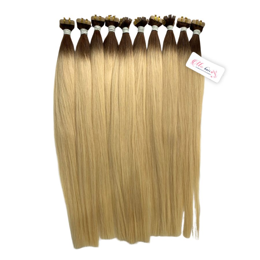 straight-brown-blonde-rooted -tape-in-hair-extensions