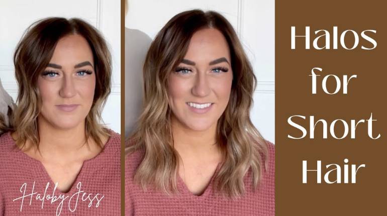 halo extensions on short hair